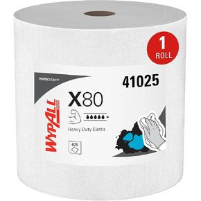 WypAll Power Clean X80 Heavy Duty Cloths (41055), Extended Use Jumbo Roll, Red, 475 Sheets / Roll, 1 Roll / Case