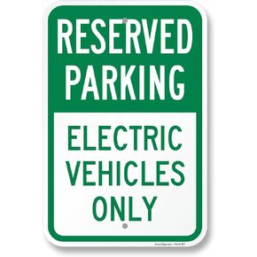 SmartSign Electric Vehicles Only Reserved Parking Sign - 2 Pack, 18 x 12 inch, 2mm Thick Aluminum Composite, Green and White, Made in USA