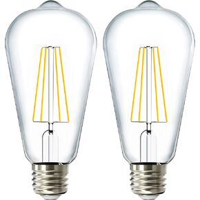 Sunco 4 عبوات من مصابيح الغسق إلى الفجر LED Edison 3000K أبيض دافئ، 7 وات يعادل 60 وات، مصباح أوتوماتيكي ST64 على الطراز العتيق، 800 لومن، قاعدة E26، مستشعر للضوء في الهواء الطلق UL، نجمة الطاقة in Kuwait