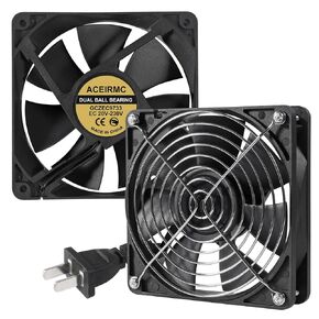 2pcs Blower Cooling Fan 120x25mm 110V 220V AC Powered Cooling Fan Dual-Ball Bearings 3 to 12V Speed Controller Fan for Receiver DVR Compatible with PlayStation Xbox Component