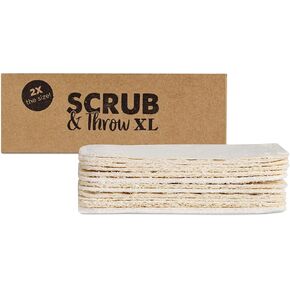 XL Scrub Sponges (Pack of 15), All-Purpose Household Natural Loofah Sponges, for Dishes, Cleaning, Non-Scratch