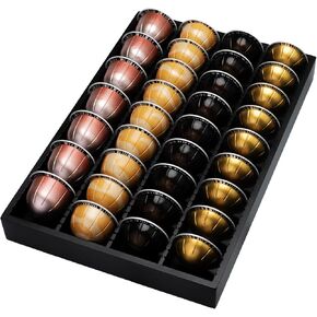 Bamboo Coffee Pod Storage Holder Drawer Insert for Counter Compatible Nespresso Vertuo Vertuoline Capsules for Kitchen, Home, Office, Coffee Station