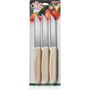 Alfi All-Purpose Knives Aerospace Precision Pointed Tip - Home And Kitchen Supplies - Serrated Steak Knives Set | Made in USA (Ash)
