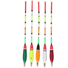 VGEBY Fishing Floats, 5PCS Balsa Wood Fishing Bobber Bite Indicator Angling Equipment with Bold Tail Multiple Color(5+2g) Fish Best Fishing Floats