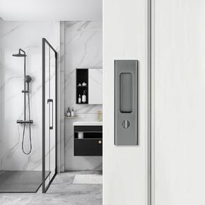 Sliding Door Handle for Bath, Barn Door Flush Handle, Privacy Round Pocket Lock