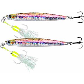 طُعم صيد الأسماك في المياه المالحة 80 جم/2.82 أونصة ملاعق صيد البحر اللامعة مع خطافات مساعدة وخطاف BKK لسمك السلمون الماكريل المخطط وسمك كينج فيش الأزرق in Kuwait