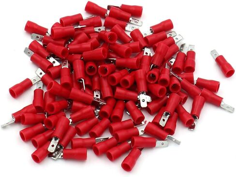 Baomain 0.11" Red Male Insulated Spade Wire Connector Electrical Crimp Terminal 18-22 AWG 2.8 x 0.5mm (100PCS) in Saudi Arabia
