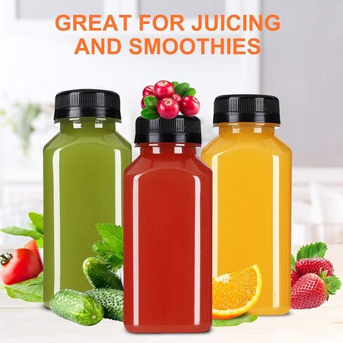 24 عبوة من زجاجات العصير البلاستيكية الفارغة المخصصة للطعام وقابلة لإعادة الاستخدام وزجاجة مياه شفافة من PET وقابلة لإعادة التدوير مع أغطية مانعة للتسرب للعصير والماء والحليب والمشروبات (12oz) in Kuwait