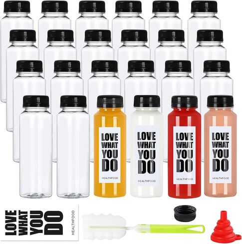 24 Pack Empty Plastic Juice Bottles Food Grade Reusable PET Clear Water Bottle Recyclable Drink Bulk Containers with Leak-Proof Lids for Juice, Water, Milk and Beverages (12oz) in Saudi Arabia