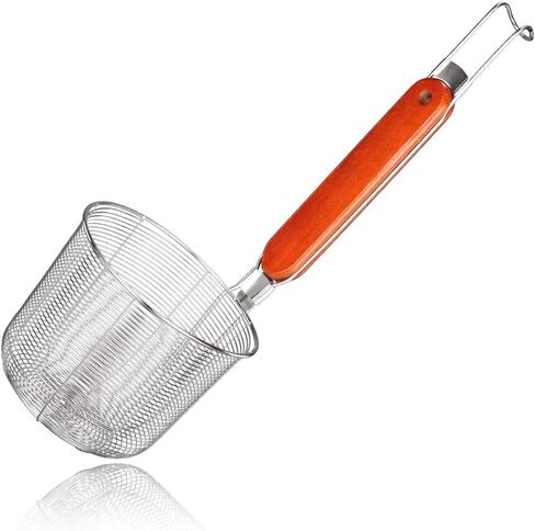 TENTA Kitchen Premium 18/8 شبكة من الفولاذ المقاوم للصدأ سباجيتي زلابية مصفاة المعكرونة - قطر الفم 3.8 بوصة سلة ومقبض 8.1 بوصة in Kuwait