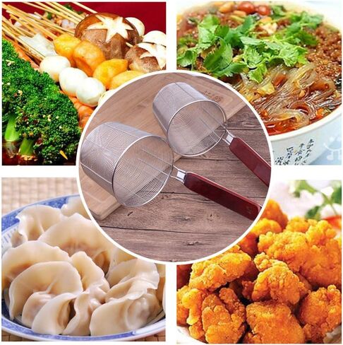 TENTA Kitchen Premium 18/8 شبكة من الفولاذ المقاوم للصدأ سباجيتي زلابية مصفاة المعكرونة - قطر الفم 3.8 بوصة سلة ومقبض 8.1 بوصة in Kuwait