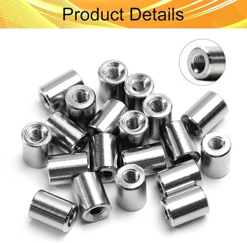 Round Connector Nuts Threaded Sleeve Rod Coupling Nut for Connect Two Threaded Shafts 10PCS in Saudi Arabia