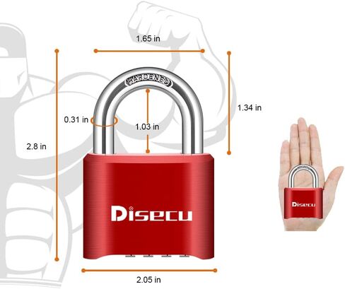 disecu 4 أرقام قفل مجموعة الثقيلة 2.5 بوصة تكبل طويل في الهواء الطلق قفل مقاوم للماء لخزانة الصالة الرياضية المدرسة، خزانة رياضية، تخزين بمشبك، سياج، بوابة، حالة، صندوق الأدوات، الدراجة (أسود) in Kuwait