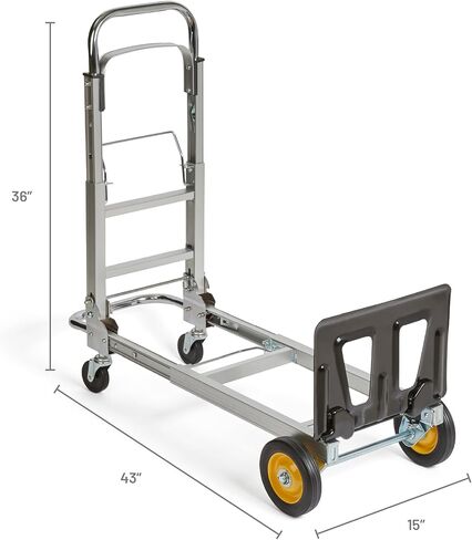 منتجات Safco شاحنة يدوية قابلة للطي قابلة للطي، سعة 250 رطل، إطار من الألومنيوم، لوحة أصابع فولاذية، عجلات مطاطية دوارة ناعمة مقاس 6 بوصات in Kuwait