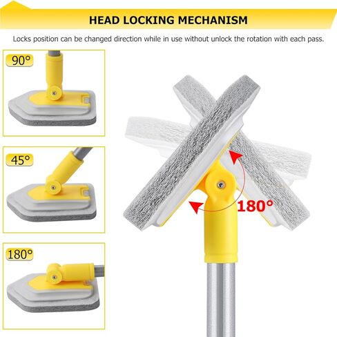 Lalafancy Shower Cleaning Brush with Locking Head, 3 in 1 Tub Tile Scrubber Brush with 50'' Extendable Long Handle Stiff Bristles Scouring Pads Microfiber for Cleaning Bathtub Shower Wall Bathroom in Kuwait