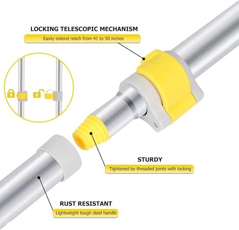 Lalafancy Shower Cleaning Brush with Locking Head, 3 in 1 Tub Tile Scrubber Brush with 50'' Extendable Long Handle Stiff Bristles Scouring Pads Microfiber for Cleaning Bathtub Shower Wall Bathroom in Kuwait