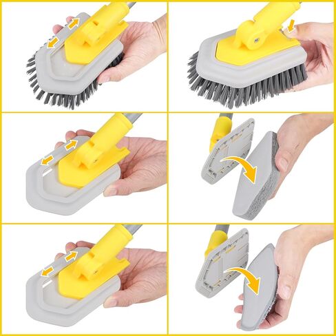 Lalafancy Shower Cleaning Brush with Locking Head, 3 in 1 Tub Tile Scrubber Brush with 50'' Extendable Long Handle Stiff Bristles Scouring Pads Microfiber for Cleaning Bathtub Shower Wall Bathroom in Kuwait