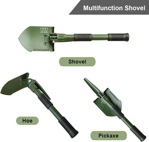 Military Folding Camping Shovel, High Carbon Steel Survival Shovel Entrenching Tool Handle with Carrying Pouch (OD Green 1.1lb) in Kuwait
