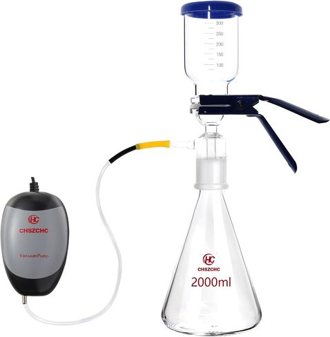 500ml Glass Vacuum Suction Filter, Lab Vacuum Filtration Distillation Apparatus for Filtering in Lab with 300mL Graduated Funnel and Vacuum Pump in Saudi Arabia