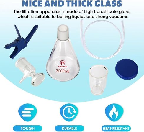 500ml Glass Vacuum Suction Filter, Lab Vacuum Filtration Distillation Apparatus for Filtering in Lab with 300mL Graduated Funnel and Vacuum Pump in Saudi Arabia