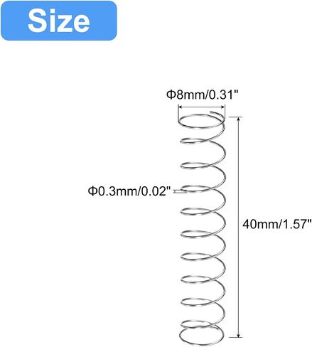 uxcell Compression Spring, 5Pcs 304 Stainless Steel, 4mm OD, 0.4mm Wire Size, 15mm Free Length, Silver Tone in Saudi Arabia