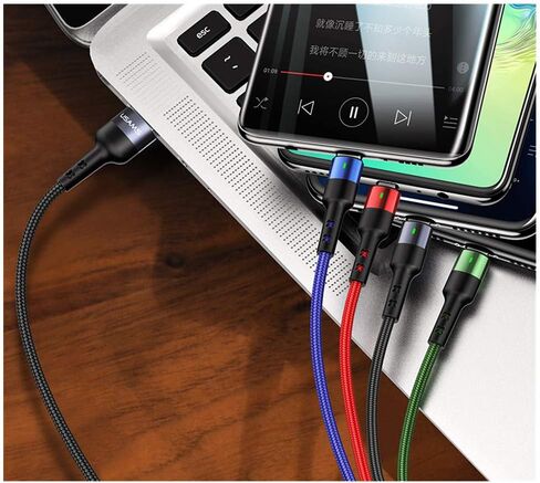 2Pack Multi Charging Cable YOUSAMS Multiple Charger Cord Nylon Braided Short 1FT 4 in 1 USB Charge Cord with Phone/Type C/Micro USB Connector for Phone/Galaxy S20/S10S9/S8/S7 and More in Saudi Arabia