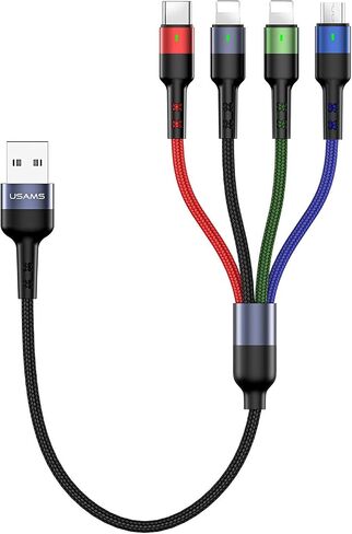 2Pack Multi Charging Cable YOUSAMS Multiple Charger Cord Nylon Braided Short 1FT 4 in 1 USB Charge Cord with Phone/Type C/Micro USB Connector for Phone/Galaxy S20/S10S9/S8/S7 and More in Saudi Arabia