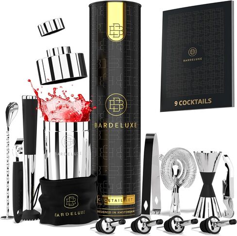BarDeluxe® Pro Mixology Bartender Kit, 12-Piece Cocktail Shaker Set | Drink Shakers Cocktail Set, Bartending Kit, Bar Kit | Bar Kits for Bartender Home, Cocktail Kit, Bar Mixing Set, Bar Set in Saudi Arabia