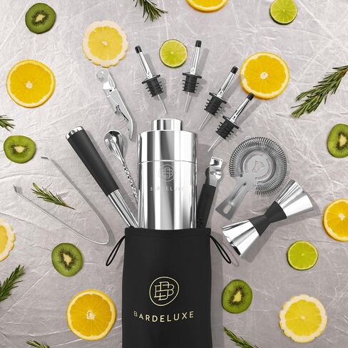 BarDeluxe® Pro Mixology Bartender Kit, 12-Piece Cocktail Shaker Set | Drink Shakers Cocktail Set, Bartending Kit, Bar Kit | Bar Kits for Bartender Home, Cocktail Kit, Bar Mixing Set, Bar Set in Saudi Arabia