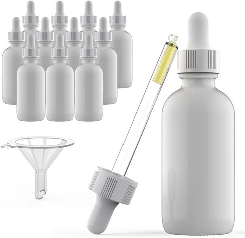 60ml Black Coated Glass Bottle with Glass Eye Dropper, 2 oz Capacity,UV Safe Bottles for Essential Oils and Aromatherapy (Pack of 12) in Kuwait