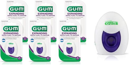 GUM Deep Clean Expanding Dental Floss - Waxed Woven Floss - Effective Plaque Removal for Tight Teeth - Unflavored in Kuwait
