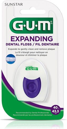 GUM Deep Clean Expanding Dental Floss - Waxed Woven Floss - Effective Plaque Removal for Tight Teeth - Unflavored in Kuwait