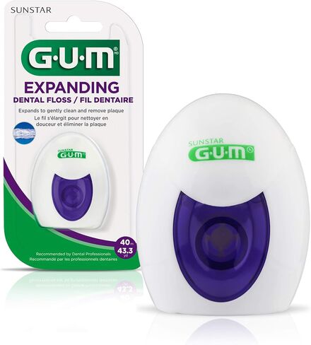 GUM Deep Clean Expanding Dental Floss - Waxed Woven Floss - Effective Plaque Removal for Tight Teeth - Unflavored in Kuwait