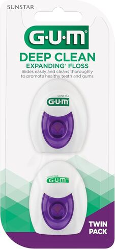 GUM Deep Clean Expanding Dental Floss - Waxed Woven Floss - Effective Plaque Removal for Tight Teeth - Unflavored in Kuwait