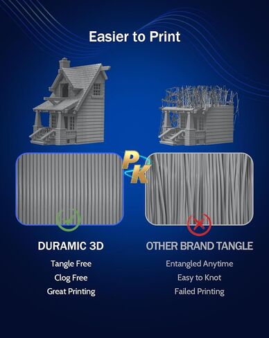 DURAMIC 3D PETG Filament 1.75 مم أسود، خيوط طباعة ثلاثية الأبعاد 1 كجم بكرة (2.2 رطل)، خيوط سوداء 1.75 مم دقة الأبعاد +/- 0.05 مم غير متشابكة، غير قابلة للانسداد، غير خيوط in Kuwait