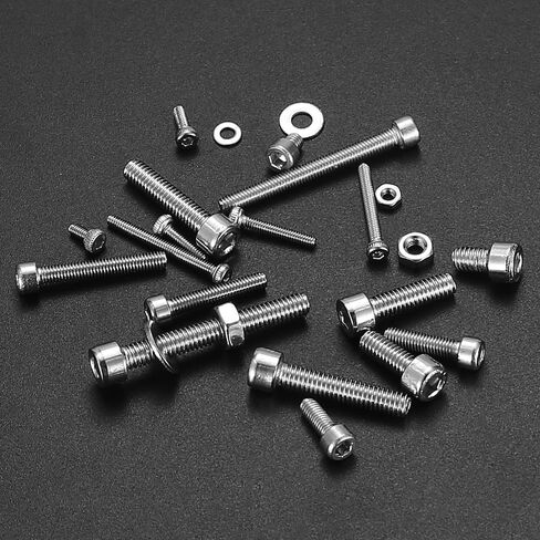 1080pcs Screws Bolts and Nuts and Washers Assortment Set, Metric M4 M3 M2 Stainless Steel Hex Socket Head Cap Screws Kit, Assorted Machine Screws Nuts and Bolts with Washers (1080 Silver) in Saudi Arabia