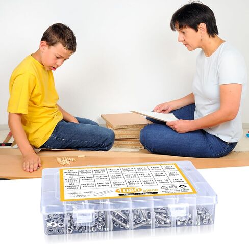 1080pcs Screws Bolts and Nuts and Washers Assortment Set, Metric M4 M3 M2 Stainless Steel Hex Socket Head Cap Screws Kit, Assorted Machine Screws Nuts and Bolts with Washers (1080 Silver) in Saudi Arabia