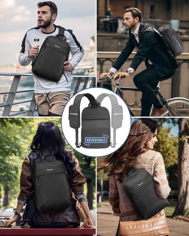 Taygeer Mens Sling Bag, Large Crossbody Sling Backpack with Convertible Shoulder Strap, Multipurpose Lightweight Cross Body Chest Shoulder Bag Casual Daypacks for Travel Outdoor Cycling Hiking, Black in Saudi Arabia