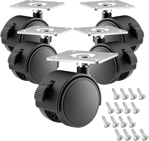 مجموعة عجلات أثاث مقاس 2.54 سم مكونة من 5 عجلات بلاستيكية لعربة الاستبدال، وعجلات دوارة صغيرة من بلاستيك النايلون الأسود مع براغي، تستخدم لمقاعد العمل وطاولة خزانة الأدراج المتحركة in Kuwait