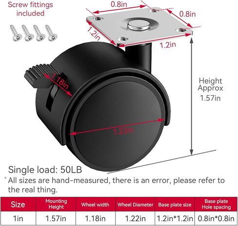 مجموعة عجلات أثاث مقاس 2.54 سم مكونة من 5 عجلات بلاستيكية لعربة الاستبدال، وعجلات دوارة صغيرة من بلاستيك النايلون الأسود مع براغي، تستخدم لمقاعد العمل وطاولة خزانة الأدراج المتحركة in Kuwait