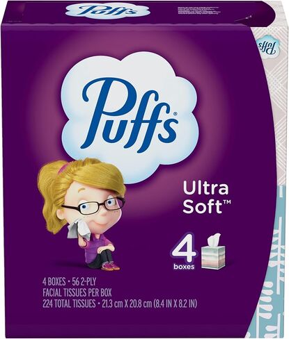 Puffs 2675854 Ultra Soft & Strong Standard Facial Tissues 2-Ply 56 Sheets/Box in Saudi Arabia