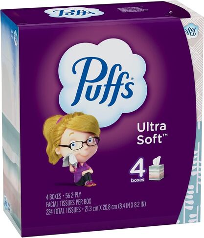 Puffs 2675854 Ultra Soft & Strong Standard Facial Tissues 2-Ply 56 Sheets/Box in Saudi Arabia