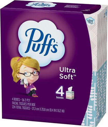 Puffs 2675854 Ultra Soft & Strong Standard Facial Tissues 2-Ply 56 Sheets/Box in Saudi Arabia