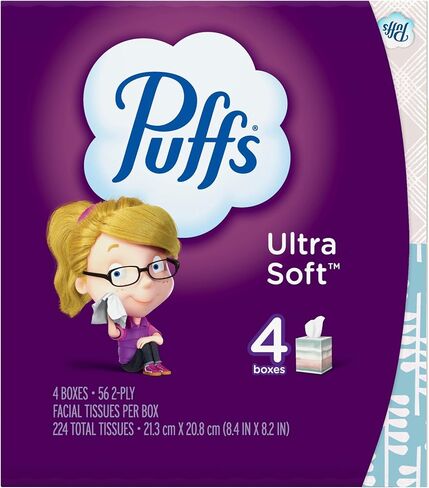 Puffs 2675854 Ultra Soft & Strong Standard Facial Tissues 2-Ply 56 Sheets/Box in Saudi Arabia