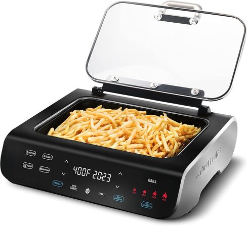 Gourmia Smokeless Indoor Grill & Air Fryer raclette grill with Smoke Extracting Technology Extra-Large Nonstick Cooking electric grill indoor Korean BBQ Style 6 Quart FoodStation™ in Kuwait