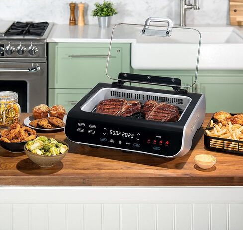 Gourmia Smokeless Indoor Grill & Air Fryer raclette grill with Smoke Extracting Technology Extra-Large Nonstick Cooking electric grill indoor Korean BBQ Style 6 Quart FoodStation™ in Kuwait