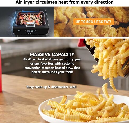 Gourmia Smokeless Indoor Grill & Air Fryer raclette grill with Smoke Extracting Technology Extra-Large Nonstick Cooking electric grill indoor Korean BBQ Style 6 Quart FoodStation™ in Kuwait