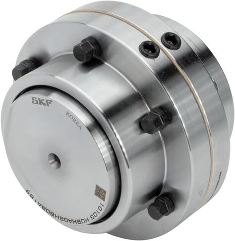 SKF #1100 Steel Taper Grid Horizontal Coupling - Complete Set - Including 2 Covers, 2 Hubs and Mounting Parts - 4632 lbft Nominal Torque - 4,21 inch Max bore - 2440 Max Speed in Saudi Arabia