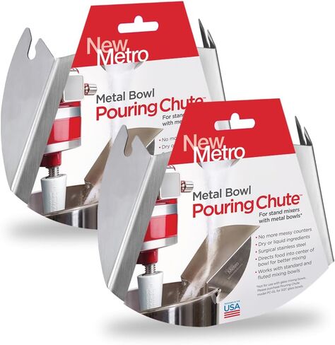 New Metro Design PC-10 Pouring Chute Compatible with KitchenAid Stand Mixer with Stainless Steel Bowl, Silver in Saudi Arabia