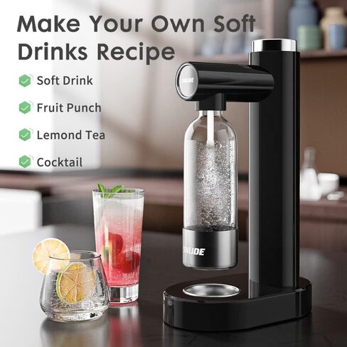 Soda Maker, with Aluminium Cylinder with CO2, Soda Water Machine with 1L Pet Bottle & DIY Stickers, Easy to Operate, Sparkling Water Maker for Home in Kuwait
